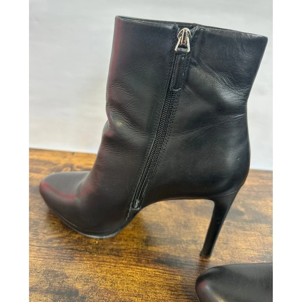 Nine West Quanette Platform Leather Booties Black Ankle Boots High Stiletto 11 M - Picture 2 of 12
